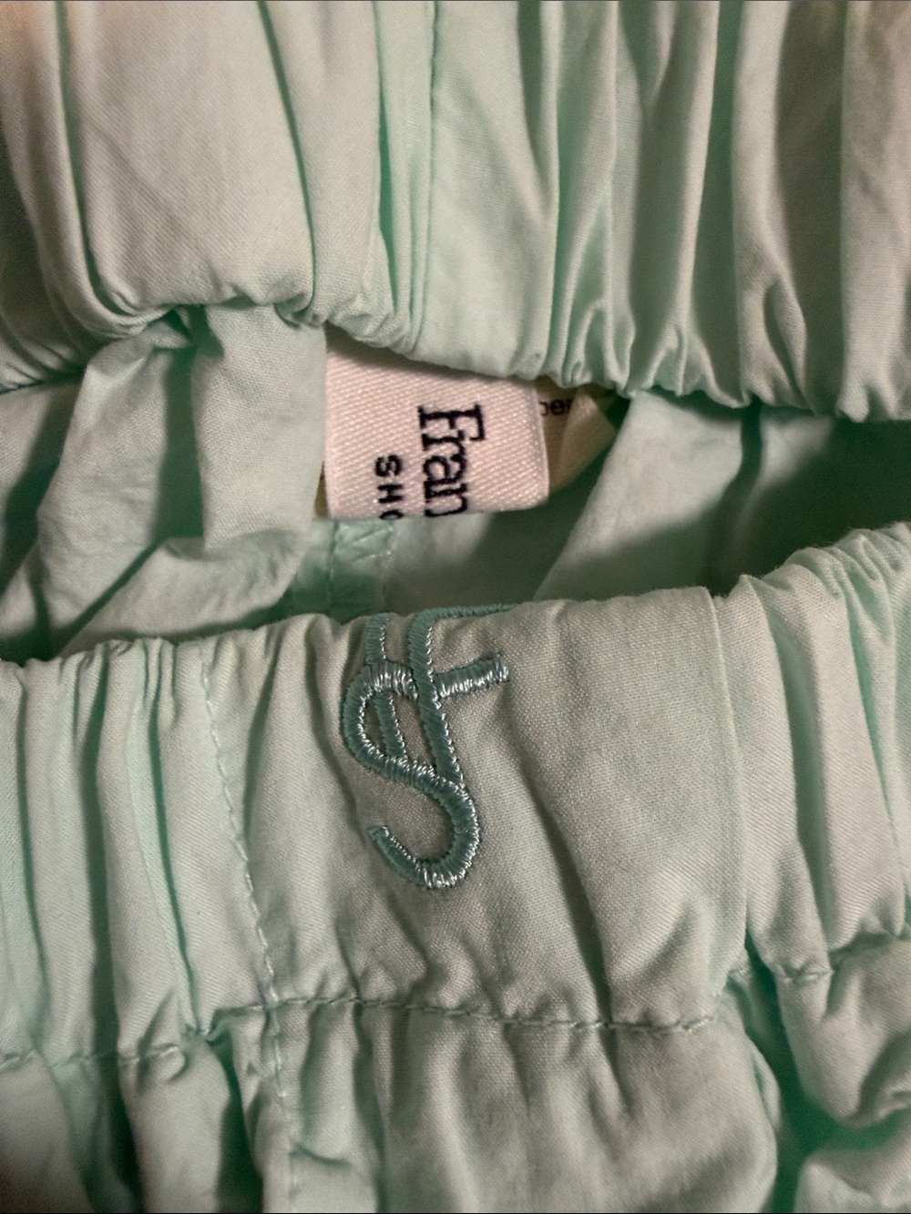 Frankie Shop Light Mint Button-Up Top and Elastic Waist Shorts Set small - Picture 2 of 6